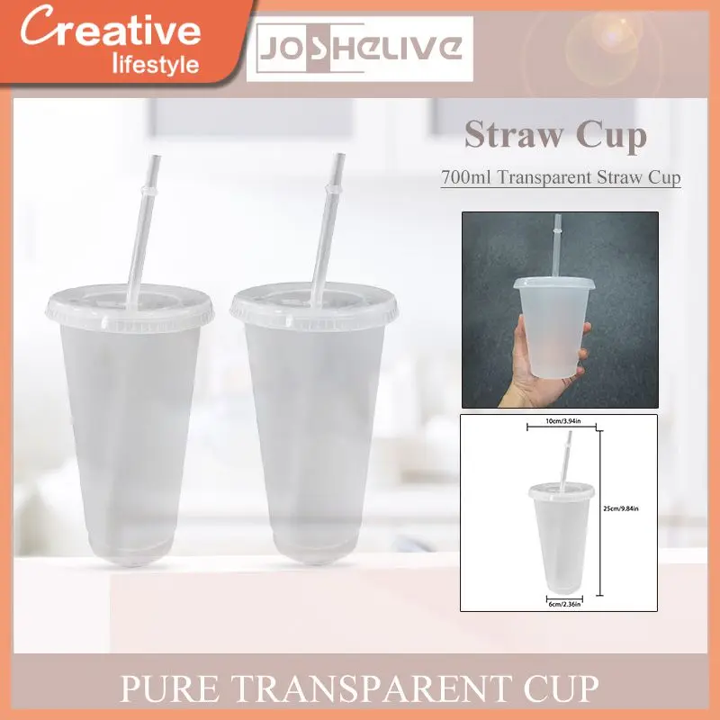

Matte Clear Plastic Tumbler 700ml Mugs With Straw Straw Mugs With Lid Drinkware Reusable Cups White Straw Cup Coffe Bottle Cup