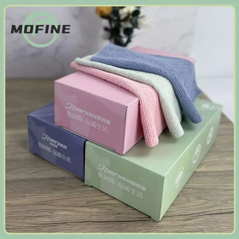 

5pcs Seamless Glass Cleaning Towel Non Viscous Thickened Table Cleaning Cloth Dish Towel Microfiber Striped Towel Lazy Rags