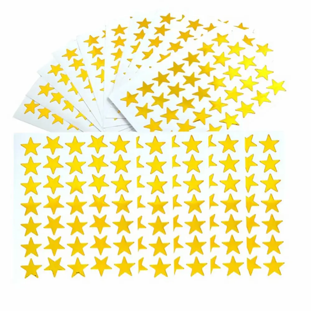 

350 Pcs Children Five-pointed Star Stickers Self-adhesive Labels Decor Aurora Silver Golden Star Kindergarten Award Stickers