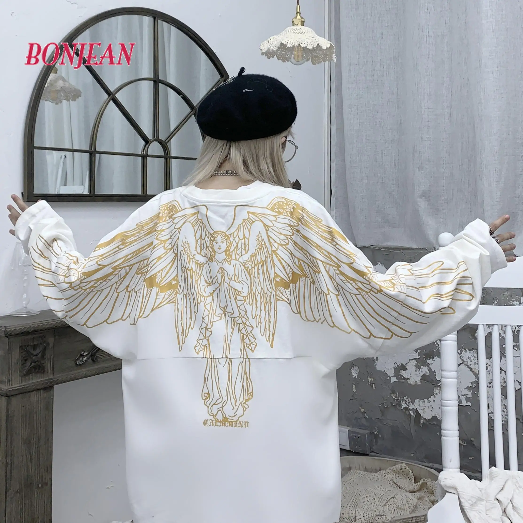 

Cartoon Autumn Knitted Female Sweatshirt Pullovers Hoodies Long Sleeve Streetwear O-Neck Amine Women Warm Funny Spring Tops Girl