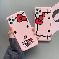 alphabet cute hello kitty phone case for iphone 13 12 11 pro max mini xs 8 7 6 6s plus x se 2020 xr candy pink silicone cover