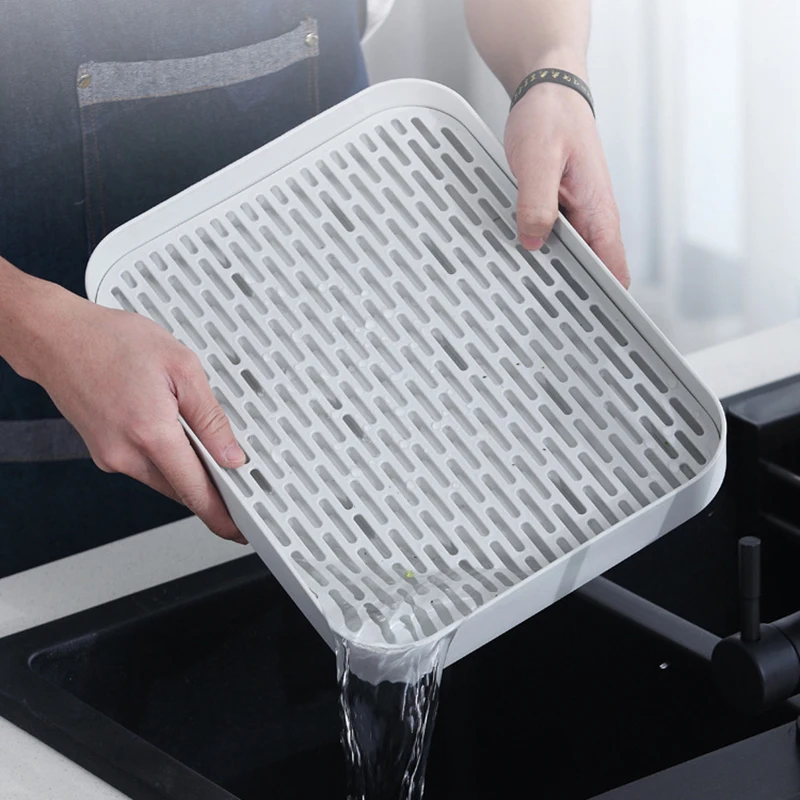 

Double Drainer Layer Dish Plate Vegetable Fruit Tray Baby Bottle Storage Drying Rack Washing Holder Kitchen Bathroom Organizer