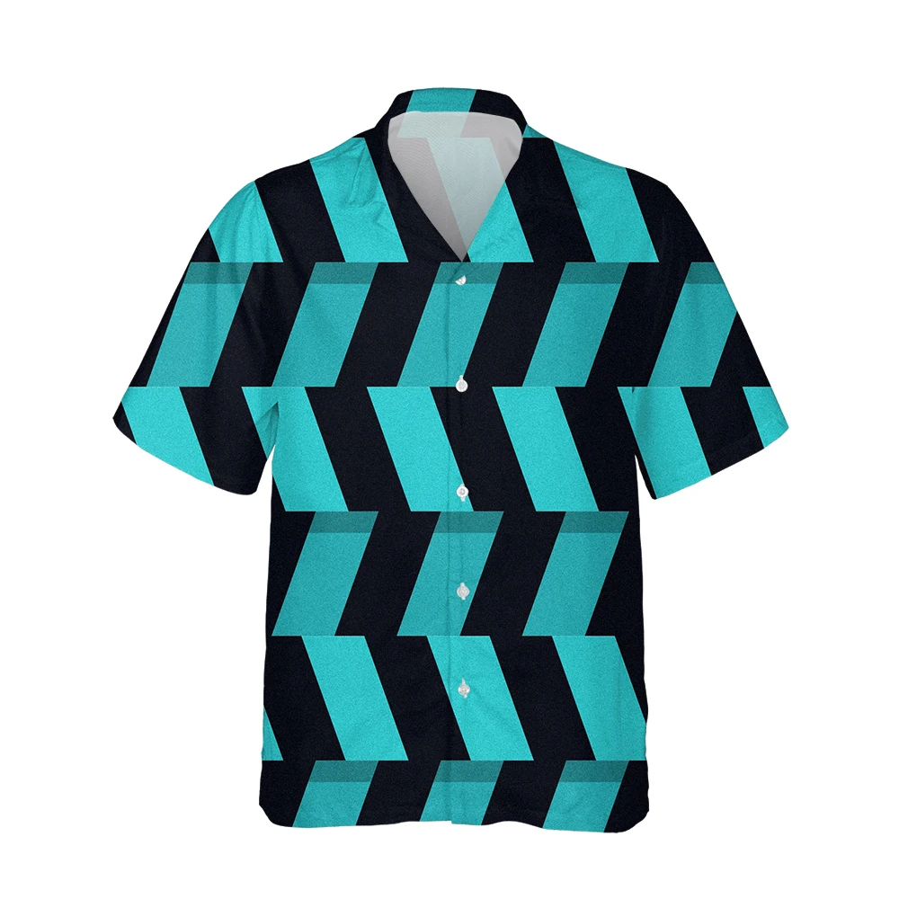 Jumeast 3D Striped Hawaiian Men Shirts Aesthetic Clothing Summer Ethnic Baggy Clothes Shirt For Men Streetwear Blouses Clothing