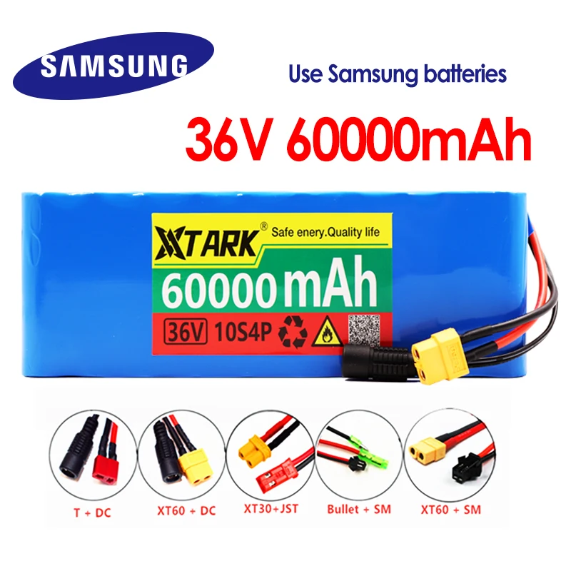 

Free Shipping 36V 10S4P 60Ah 1000W 42V 60000mAh High Power Battery Pack for Electric Bike with BMS + 42V 2a Charger
