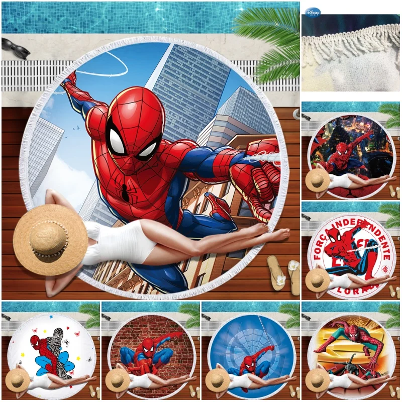 

2023 Disney 2019 New Spiderman Series Microfiber Beach Towel For Mummy Babies Sport Swimming Bath Towel with Tassel for Children