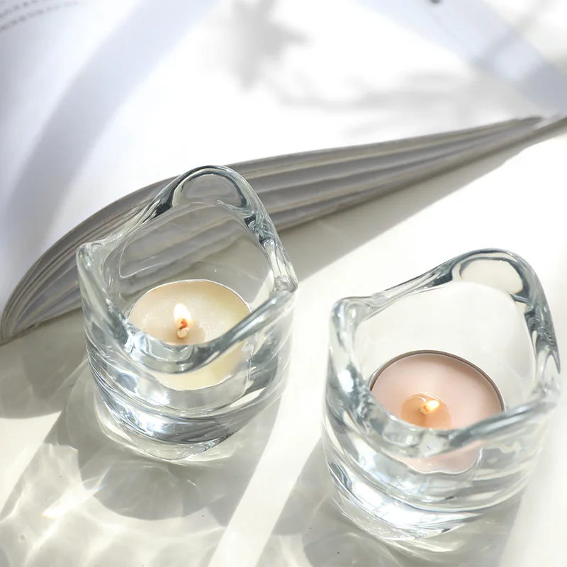 

Candle Container Wavy Glass Candlestick Creative Romantic Table Decoration Jar Candles Candle Making Supplies M