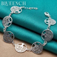 blueench 925 sterling silver openwork large disc tree bracelet for womens party party fashion jewelry