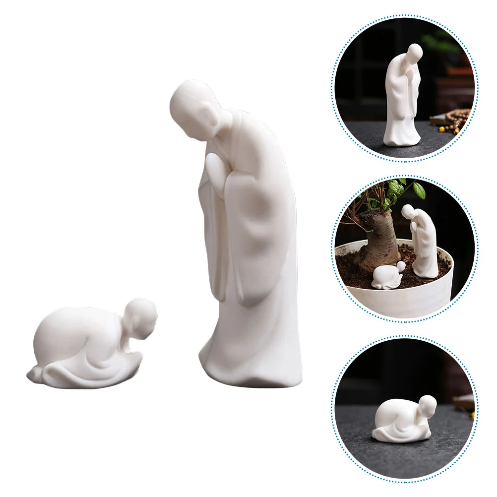 

Monk Statue Decor Figurine Little Desktop Tea Porcelain Car Mini Dashboard Garden Sculpture Decoration Ornament Lucky Chinese