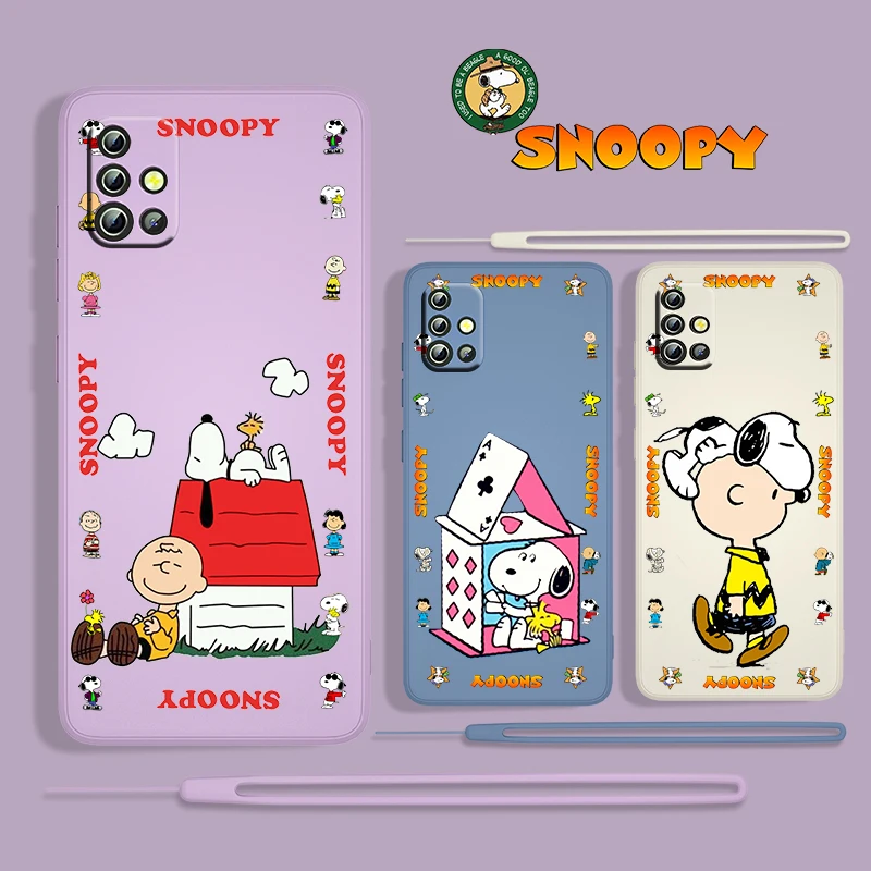 

Cute Boys Anime Snoopy For Samsung Galaxy A73 A53 A33 A52 A32 A22 A71 A51 A21S A03S A30S A50 Liquid Rope Phone Case Cover Coque