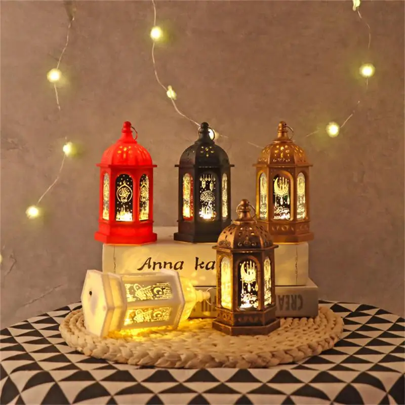 

Ramadan Lamp European Style Moroccan Style Mini Plastic Hexagonal Wind Lamp Led Electronic Candlelight Decoration Retro Ornament