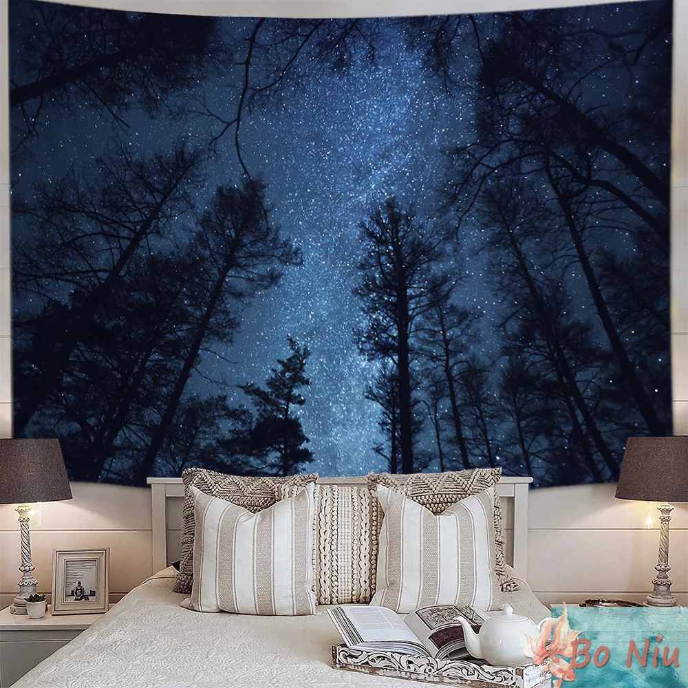 Настенный гобелен с изображением лесного дерева звездной Галактики Млечного