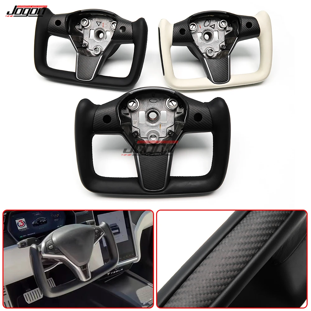 

Customized Steering Wheel For Tesla Model 3 Model Y 2017 2018 2019 2020 2021 Replacement Carbon Fiber Yoke Steering Wheel