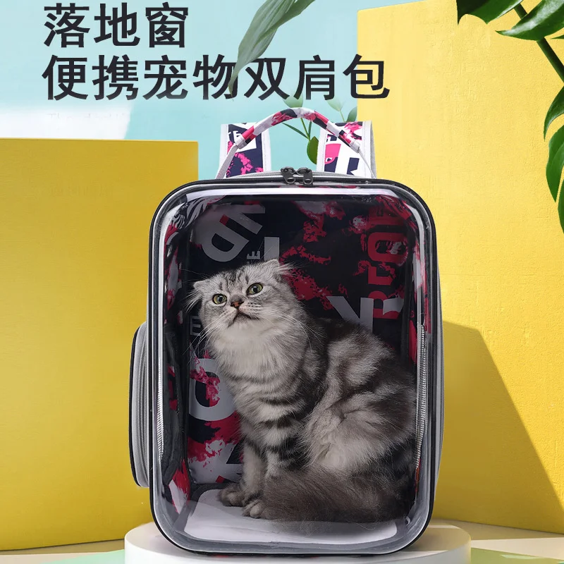 Прозрачный Рюкзак-переноска для кошек, воздухопроницаемая дорожная уличная сумка на ремне для маленьких собак и кошек, портативная упаковк...