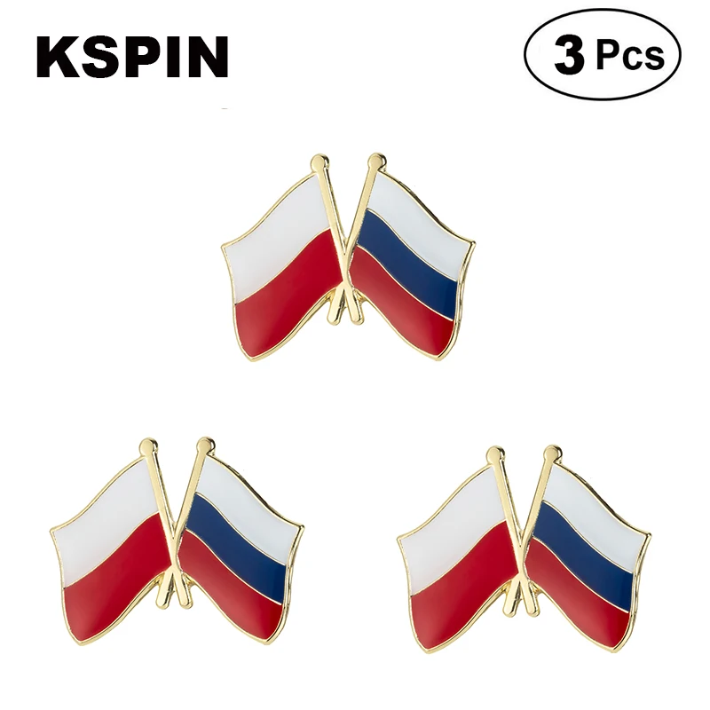 Poland and Russia Friendship Flag Lapel Pins Badges Brooches