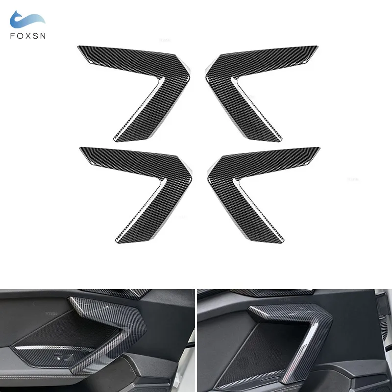 

Для Audi A3 8Y 2019 2020 2021 4 шт., внутренняя дверная панель, ручка, крышка, автомобильные аксессуары, отделка с карбоновой текстурой