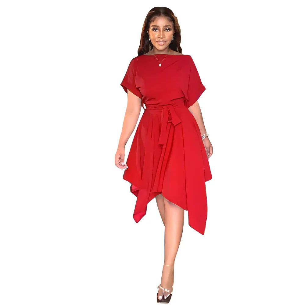 

Zoctuo Women's Dress Casual Girls New Dresses Elegant Short Sleeve Bandage Vestidos Clothing Solid Woman Slim New Outfit Sexy
