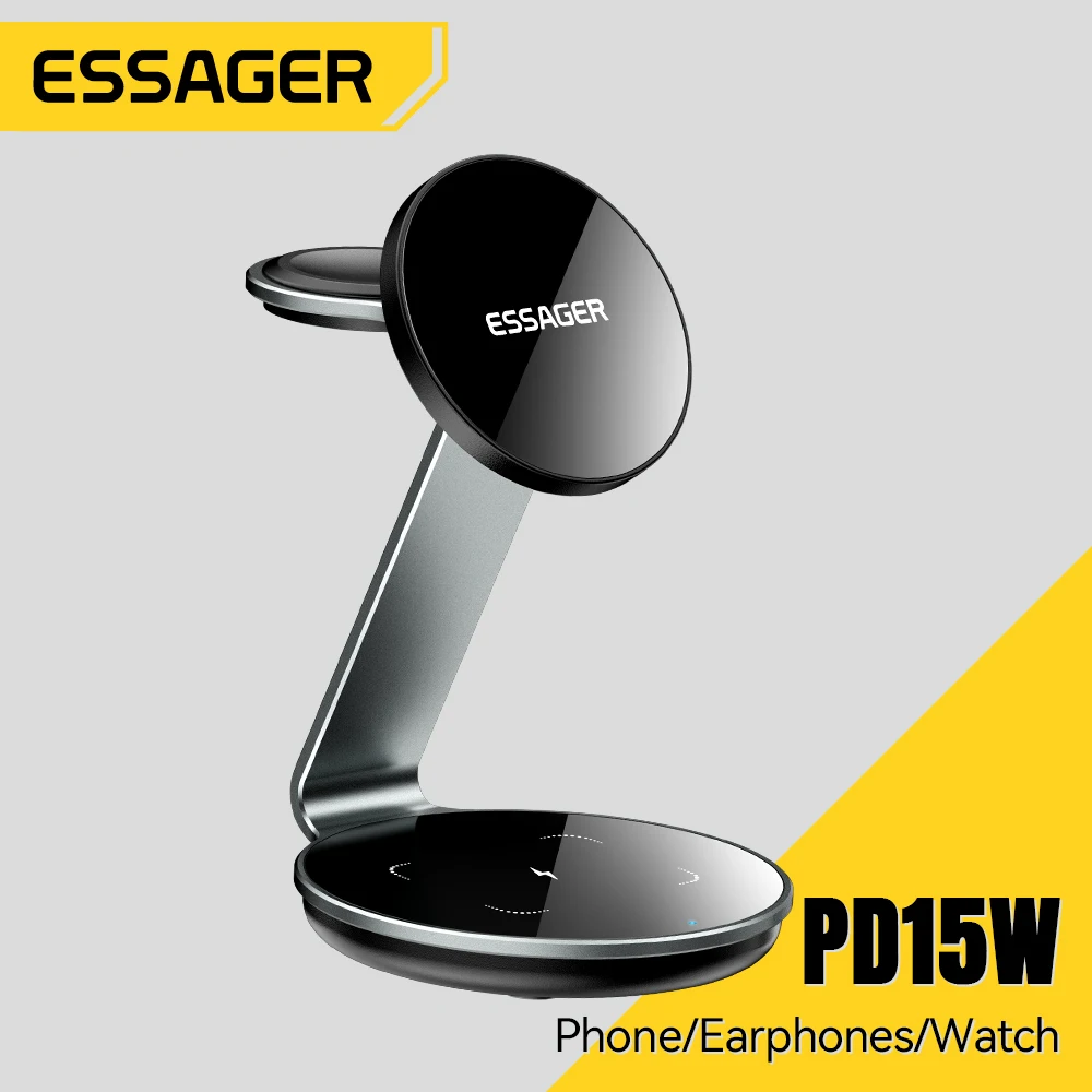 хранительное магнитное беспроводное зарядное устройство Essager 3 в 1 зарядная