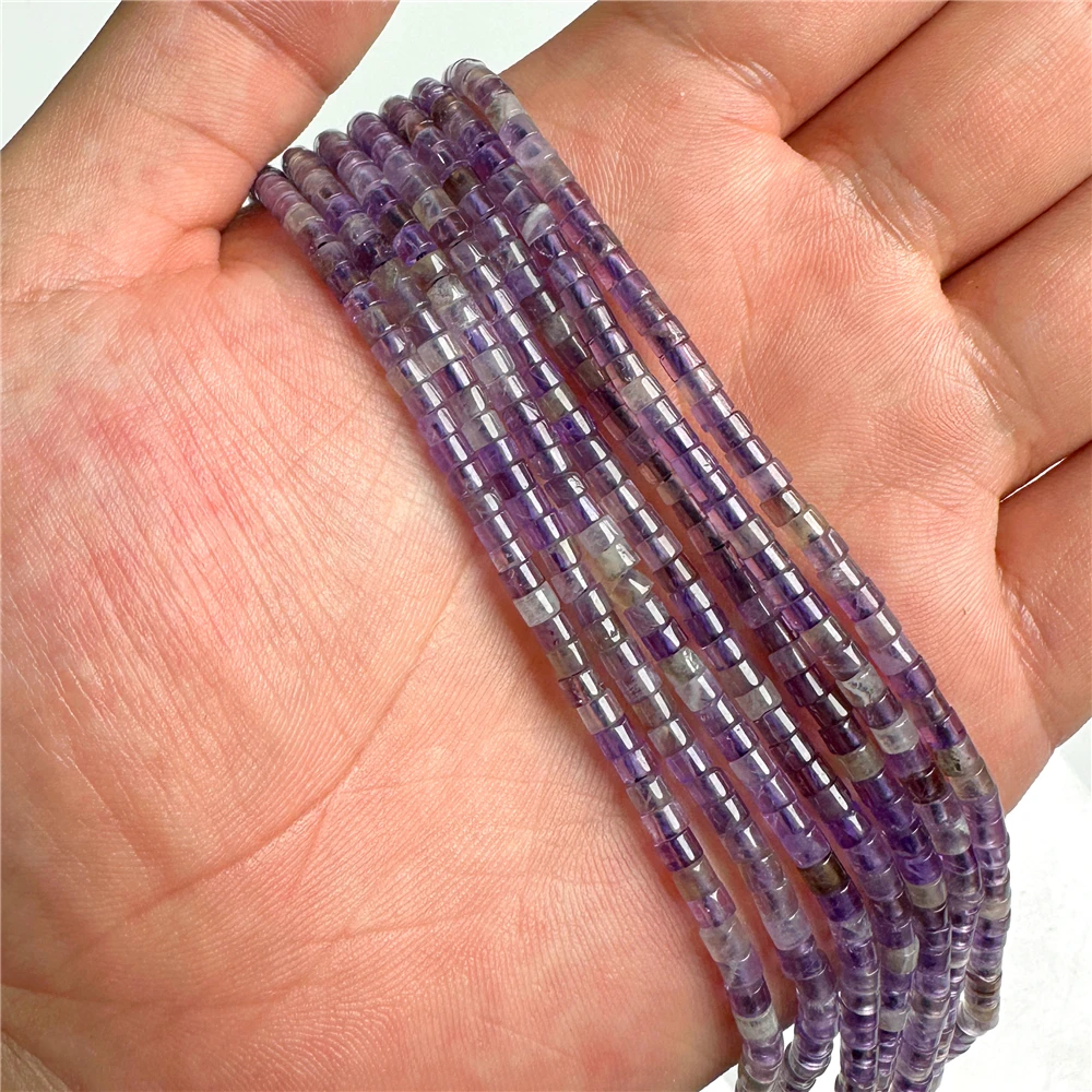 Бусины Из Натурального аметиста 2x3 мм плоские круглые бусины из фиолетового