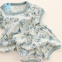 new 2022 summer baby pajamas floral sleepsuit toddler sleepwaer infant 2pcs set