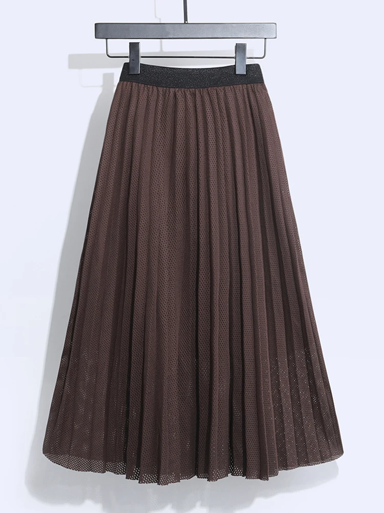 

Женская плиссированная юбка с подкладкой, кофейного цвета