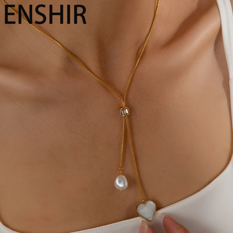 ENSHIR Винтажное Ожерелье Из Нержавеющей Стали Для Женщин Подвески В Форме Сердца