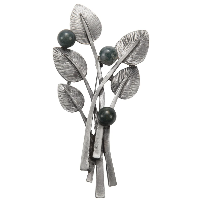 

Fashion Accessories Vintage Style With Black Beads Plant Leaf Brooch For Women