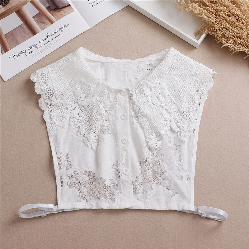 

Женский хлопковый съемный воротник с лацканами, Дамская кукла с оборками, накладной воротник, полурубашка, блузка, топы, аксессуары для одеж...