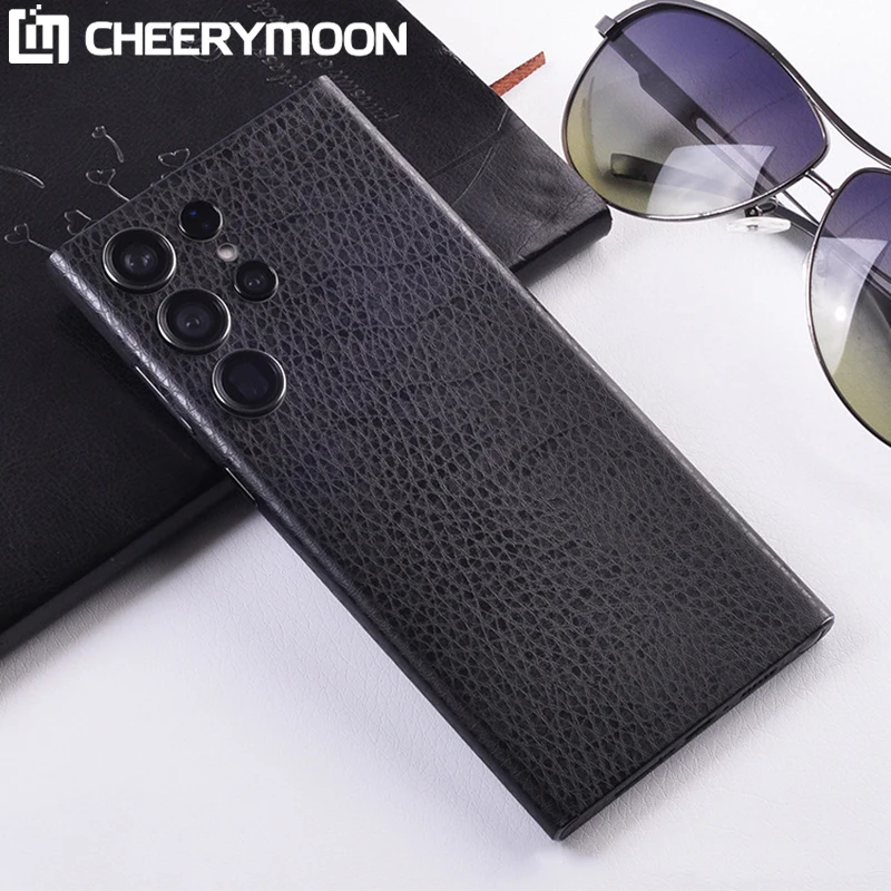 

Hot Black Leather Decorative For Samsung Galaxy S23 S20 Ultra S23Ultra Note 20 S10 S9 Plus S10E Protector Back Film Sticker
