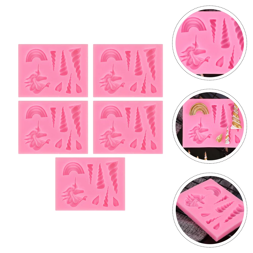 

5 Pcs Unicorn Mold Exquisite Chocolate Silicone Ice Cube Molds Fine Silica Gel Fondant Cake