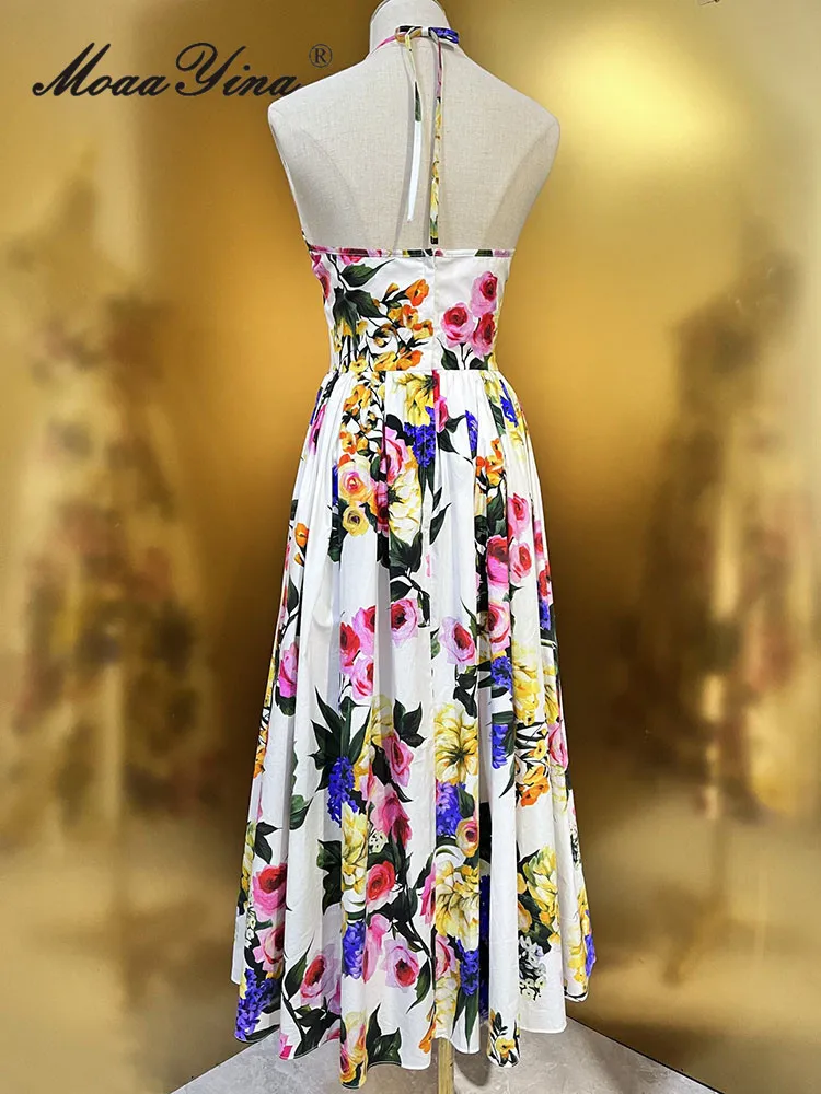 Женское Хлопковое платье с открытой спиной MoaaYina праздничное средней длины