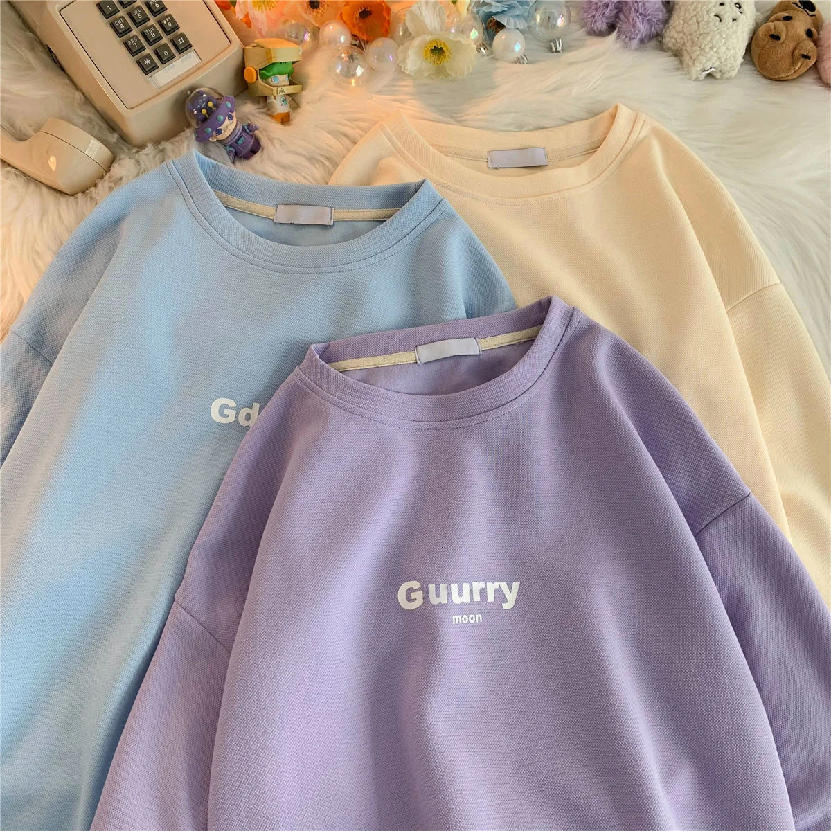 

Женская Толстовка свободного покроя с круглым вырезом и надписью