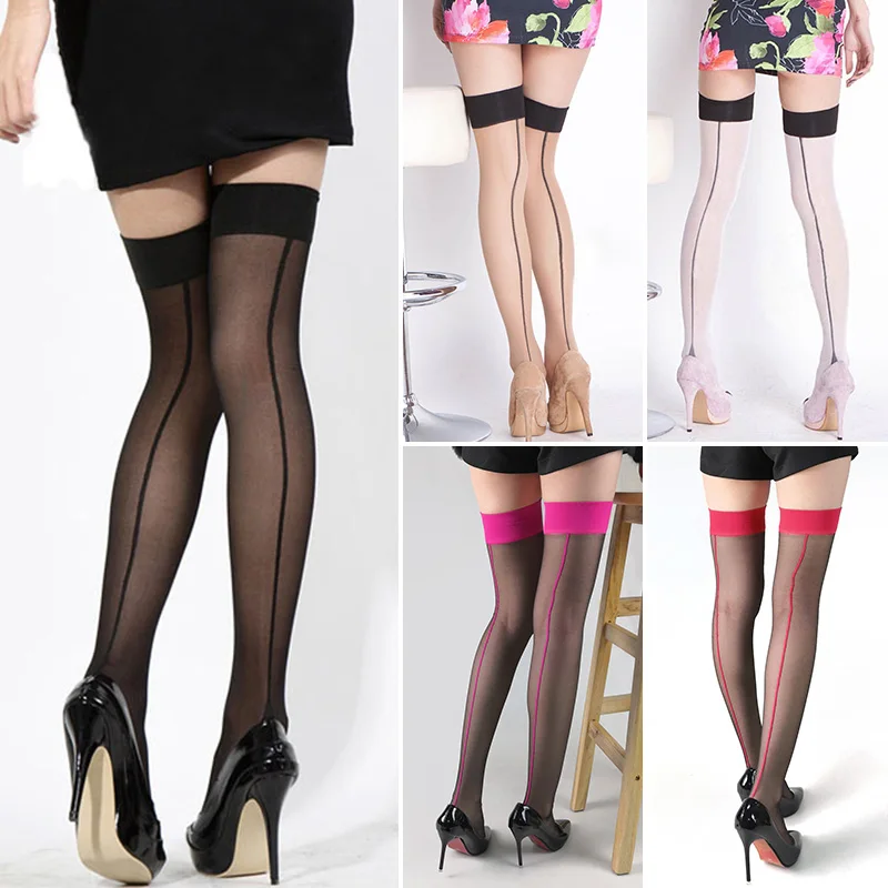 Seamed Stockings With Back Seam Women Over Knee Socks Sexy Fashion Thigh High Stocking Thin Hosiery Stay Up Stockings