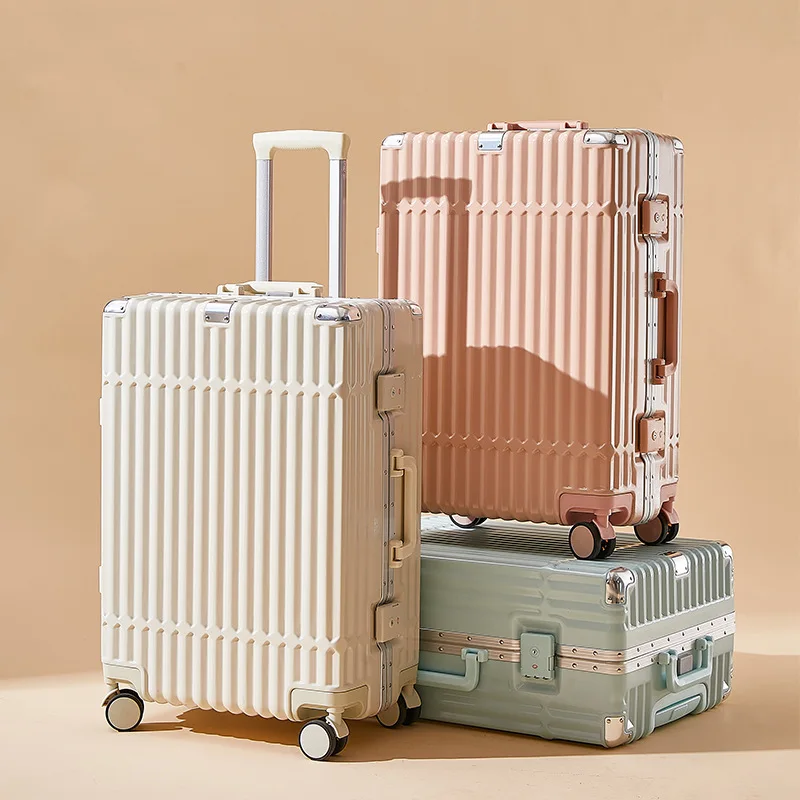 Aluminum Frame Trolley Case Universal Wheel Cup Holder Seat Built-in Usb Interface Boarding Suitcase