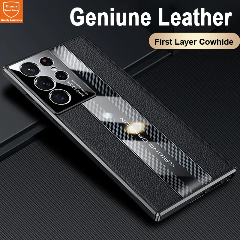 

Real Cow Cowhide Geniune Leather Phone Case For Samsung Galaxy S21 S22 Plus Pro Cover For Galaxy S21 S22 Ultra Luxury Case