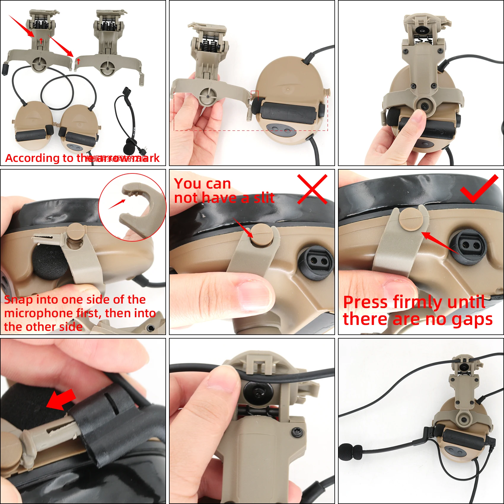 TCIHEADSET Tactical Helmet ARC Rail WENDY Rail Stand Adapter for Peltor COMTAC II III Tactical Headset Airsoft Shooting Earmuffs