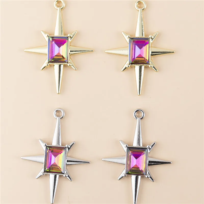 

10 Pcs Eight Star Rhinestone Alloy Charms Pendant Fashion Diy Necklace Earrings Women Jewelry Accessories Finding