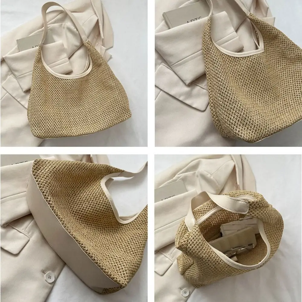 Bohemian Style Weave Straw Bag Handmade  Simple  for Girls Travel Shopping Streetwear Holiday Summer