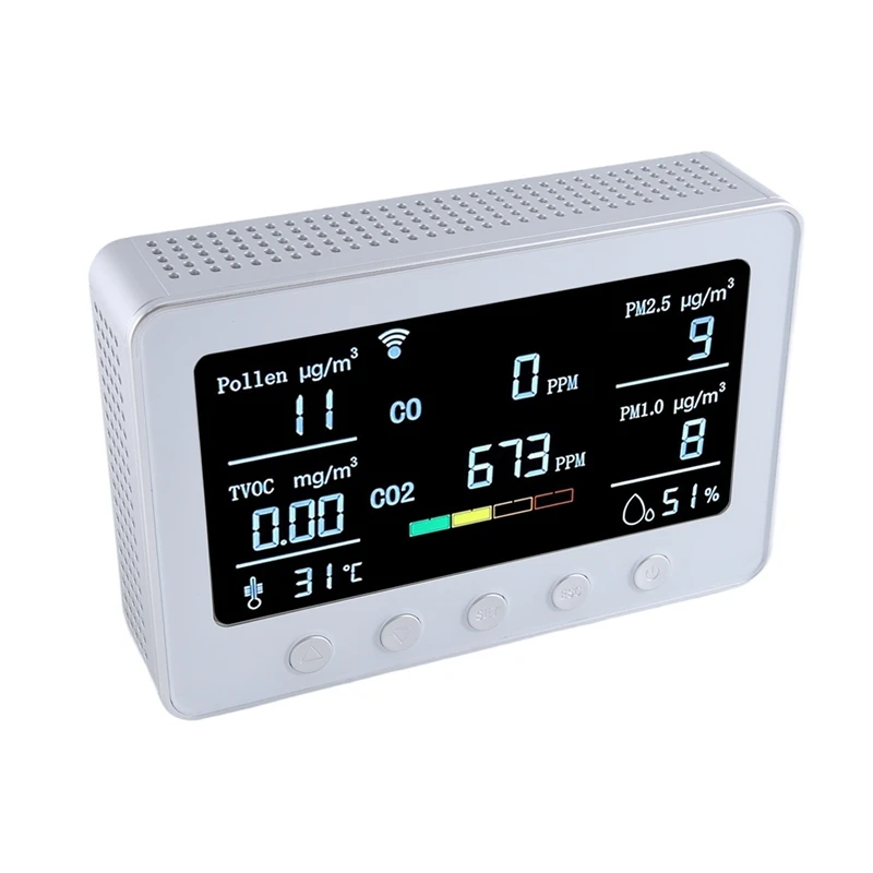 

Монитор качества воздуха PT02 Plus с Wi-Fi определяет пыльцу TVOC CO CO2 PM2.5 1,0 Temp RH Iot контроллер RS485 регистратор данных
