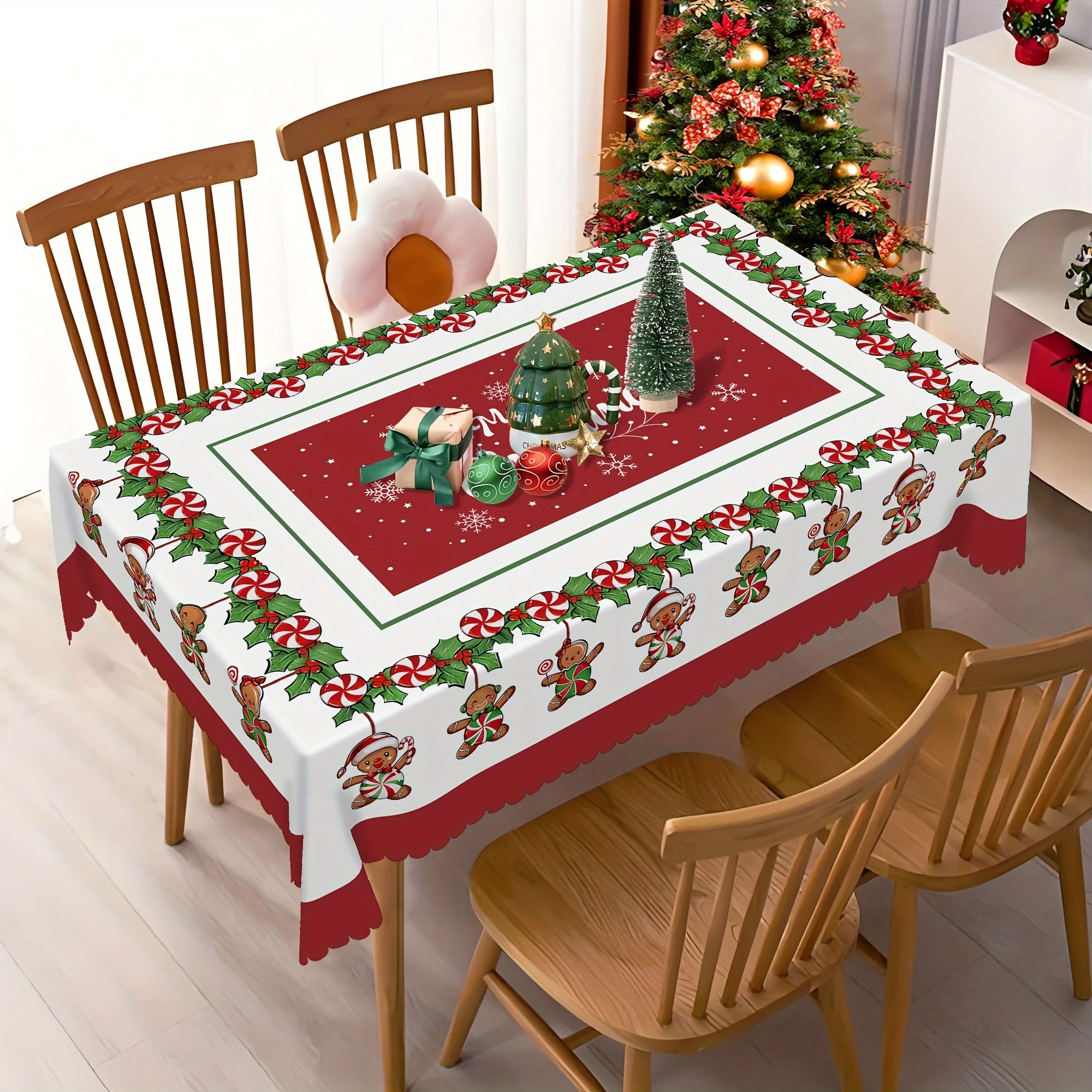 Прямоугольная скатерть из полиэстера  Merry Christmas Gingerbread Man