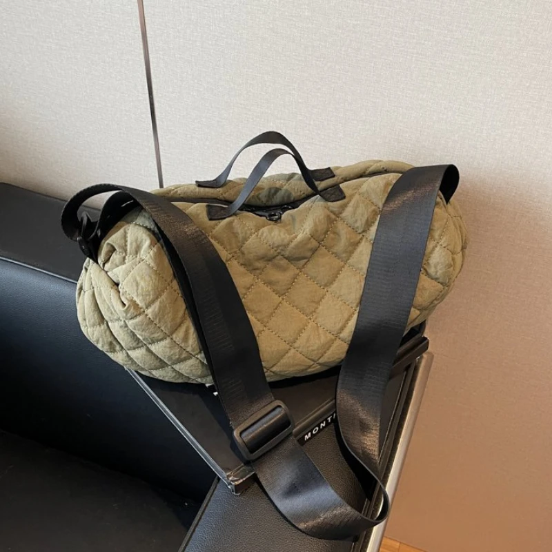 Твердые нейлоновые сумки через плечо большой емкости с ромбами модные