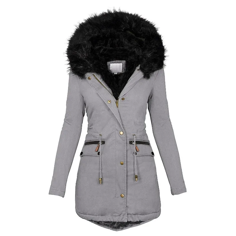 Winter Women's Collection Fashion Warm  Women Coats and Jackets Winter Windproof Stand-Up Collar with Hood Winter Slim Coat