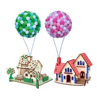 childrens handmade diy flying house glowing hot air balloon wooden three dimensional puzzle micro landscape educational toys