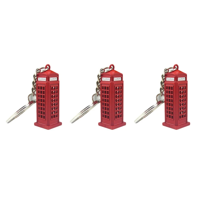 

3X винтажная телефонная будка Британский миниатюрный Лондонский автомобиль литая брелок подарок для женщин и девушек