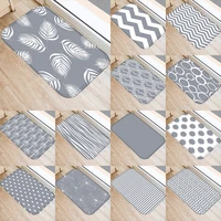 gray geometric anti slip doormat kitchen entrance door mat suede velvet carpet doormat colorful indoor floor mats rug 48254