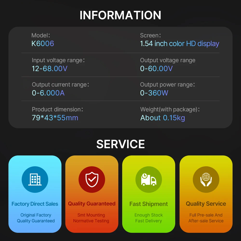 RK6006 RK6006-BT 4-значный 60 В 6 А постоянного тока в постоянное напряжение Понижающий
