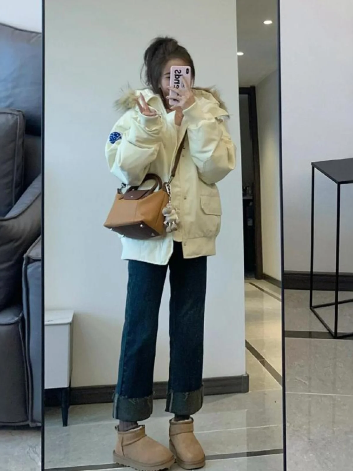 Парка короткая пуховая куртка одежда с хлопковой подкладкой женская зимняя