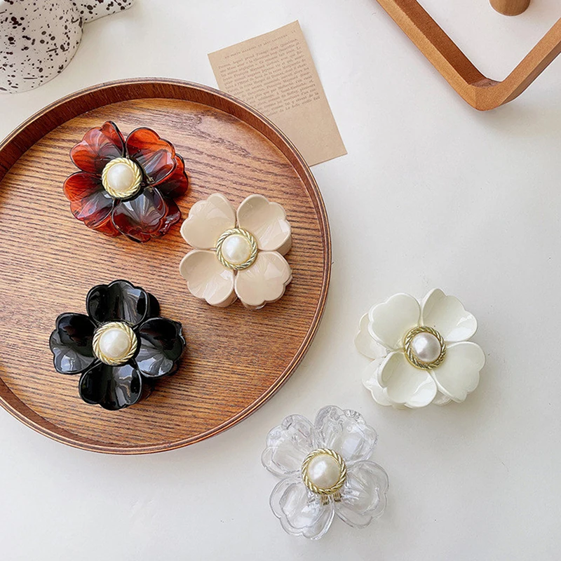 

Заколки для волос в форме цветка для женщин и девушек, шикарные зажимы в форме краба, аксессуары для укладки