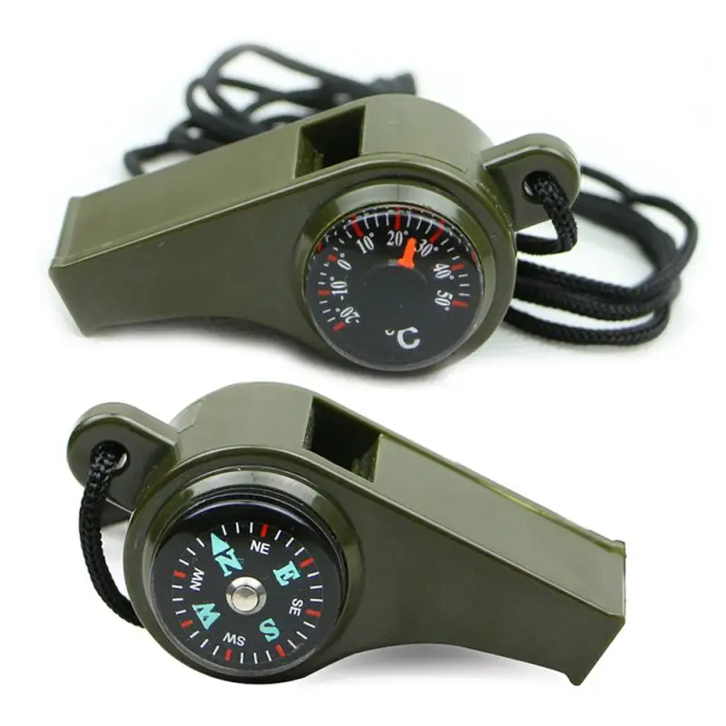 

3 in 1 Whistle Compass Thermometer Multifunctional Nylon Rope Survival Whistle Outdoor Camping Hiking Emergency Rescue Equipment