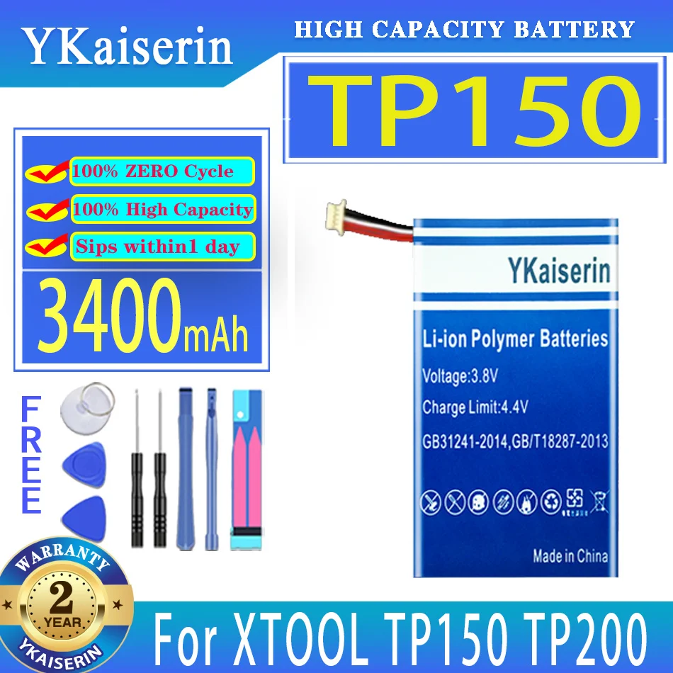 

YKaiserin 3400mAh Replacement Battery For XTOOL TP200 TP150 Bateria