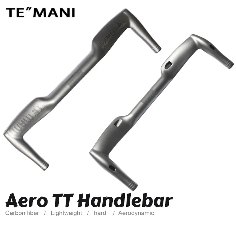 Фото Руль TEMANI Full Carbon Aero TT Bullhorn, сверхлегкий, с внутренней проводкой, 400-440 мм, для шоссейных велосипедов и фикс-байков, велосипедные комплектующие №1